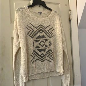 Off-White Sweater with Aztec Inspired Pattern